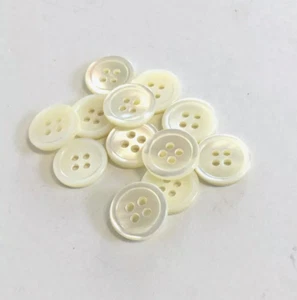 12 Buttons Off White Natural Real Shell 4-Hole Sew Through Sewing 15 mm #WH49 - Picture 1 of 5
