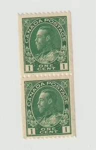 CANADA STAMP - 1914 George V - Cent green pair vert - Mint Hinged - Can131pair-1 - Picture 1 of 2