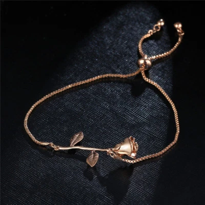 Mujer Moda Joyería Pulsera Rosa Plata Oro Rosa 66-3 Foto 1 de 4