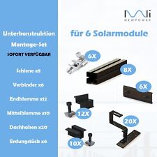 Photovoltaik Halterung Ziegeldach Montage 6er Set Befestigungssystem FULL BLACK
