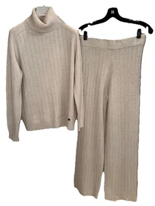 Women's 2 Piece Outfits Lounge Sets Long Sleeve High Neck Sweater Pullover Top - Picture 1 of 14