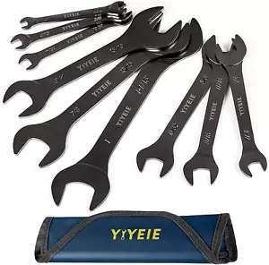 9Pcs Super-Thin Open End Wrench Set, SAE 1/4" to 1-1/16", Nickel Plating, CR-V S - Picture 1 of 8