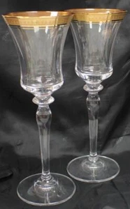Mikasa Crystal Palatial Gold Set of Two Wine Glasses - Picture 1 of 5