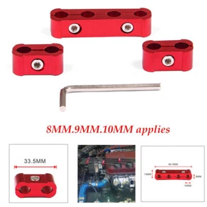 3×Clip Red Aluminum Alloy Engine Spark Plug Wire Divider Organizer Clamp Kit - Picture 1 of 13