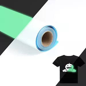 Vinilo de transferencia de calor de 12" X 8 pies que brilla en la oscuridad Htv vinilo blanco a amarillo verde - Imagen 1 de 14