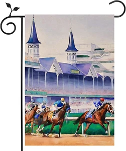 Kentucky Derby Garden Flag Churchill Downs Horse Racing Themed Party - Picture 1 of 5