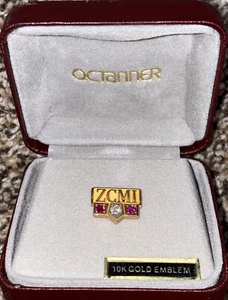 ZCMI Employee Service Award Lapel Pin OC Tanner 10K Gold EMB 1 Diamond 2 Rubies - Picture 1 of 5