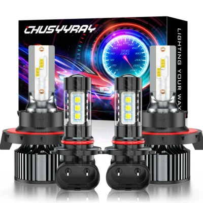 Combo de faróis de LED brancos + luzes de neblina 4 peças 6500K para Chrysler Aspen 2007-2009 - Imagem 1 de 4