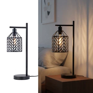 Moderne Tischlampe Metall Schwarz 46,5 cm Stil Nachttischlampe Deko Büro Lampe - Bild 1 von 6