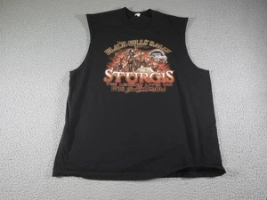 Sturgis Biker Tank Top Mens XL Black Native American Skeleton Buffalo 2016 Rally - Picture 1 of 11