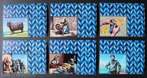 Estampillas de Jersey: "Historia del tejido en Jersey" MNH Selv TRC 6v conjunto como nuevo 2023 - Imagen 1 de 1
