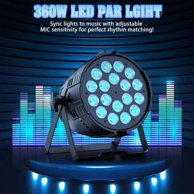 360W 18LED Stage Lights RGBL LED Par Light DMX Disco Light for Party Xmas - Image 1 of 4