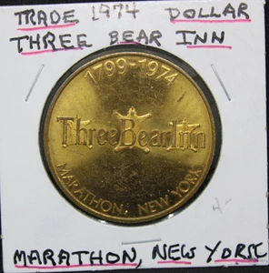 1974 Trade Dollar Token - Three Bear Inn, Marathon NY - Picture 1 of 2