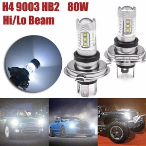 2pcs H4 9003 HB2 Fog Driving Light 80W Hi/Lo Beam LED Headlight Tail Brake Lamp - Picture 1 of 12