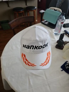 Hankook Tires Logo White with Orange Embroidery Snapback Baseball Hat Cap - Picture 1 of 6