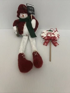 Christmas Tree Dough Ornament Snowmen Figurine And Snowman Shelf Sitter Plush - Picture 1 of 7