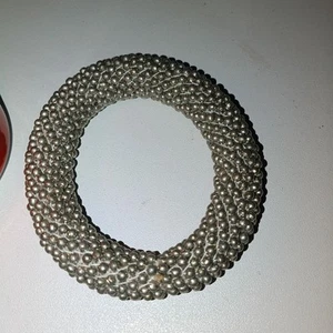Iris Apfel & Bajalia Silver Beaded Chunky Bangle Bracelet - Picture 1 of 5