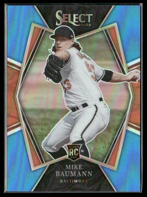 2022 Panini Select Carolina Blue 35/35 Mike Baumann #120 Rookie Orioles 1/1 - Image 1 of 2