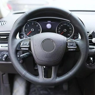Cubierta de volante Alcantara cuero real para VOLKSWAGEN VW TOUAREG A Foto 1 de 4