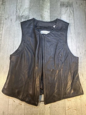 Chaleco de cuero Valerie Stevens de piel de cordero negro para mujer pequeño NZ vintage cremallera S Foto 1 de 3