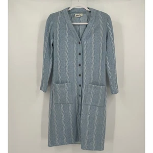 Womens Vintage Cardigan Sweater Coat Size 8 Powder Blue Cable Knit Cottagecore - Picture 1 of 6