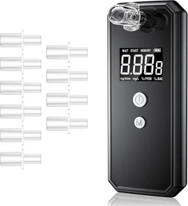 Etilometro Portatile Certificato, Professionale Alcol Test con 10 Bocchini - Foto 1 di 8