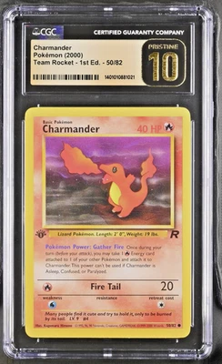 CGC Pristine 10! 2000 1st Edition Team Rocket Charmander 50/82  - Image 1 of 2