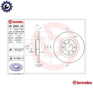 2x BRAKE DISC 08.8682.21 FOR DS PEUGEOT 3008/MPV 308/CC CITROEN 1.8L 4cyl DS 5LS - Picture 1 of 10