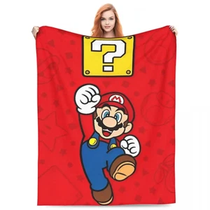 Super Warm Blanket Decorative Cartoon M-Marioes Throw Blanket Flannel Bedspread  - Picture 1 of 13