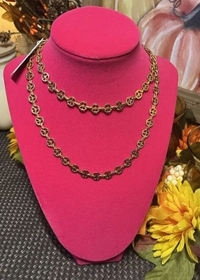 Collar Boho Colgante Signo Paz Latón Chapado en Oro Rebecca Minkoff Nuevo Con Etiquetas Foto 1 de 4