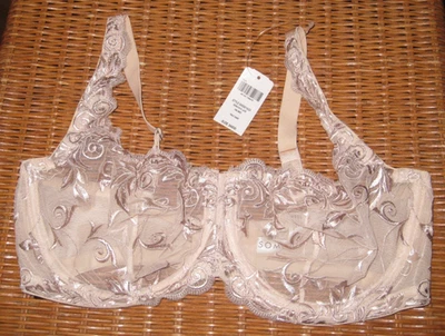 Soma Sensuous Lace Womens Beige Floral Embroidered Sheer Underwire Bra 36DD NWT - Imagem 1 de 3