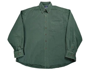 Vintage Gap Twill Cotton Shirt Men XL Green Long Sleeve Button Down Work Hiking - Picture 1 of 11
