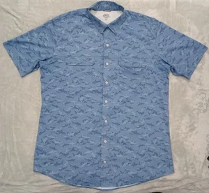 Camisa IZOD Saltwater Performance Para Hombre Talla XL Alta Azul Estampado Tiburón Ventilada - Imagen 1 de 6