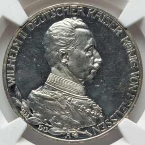 Germany. Prussia: Wilhelm II 'Silver Jubilee', 3 Marks 1913-A,  NGC PF-63 CAMEO! - Picture 1 of 6
