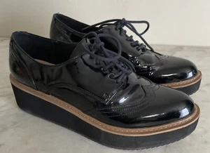 Mocasín Steve Madden Plataforma Negro Charol Cordones Oxford Mujer 7.5 - Imagen 1 de 7