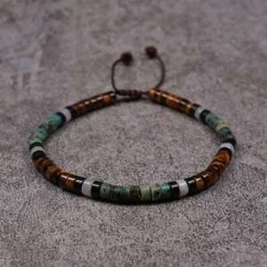 African Turquoise Tiger Eye Beads Gemstone Healing Dainty Women Men Bracelet - Picture 1 of 6