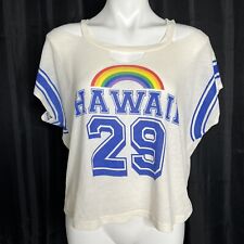 Home Town Hero’s Hawaii 29 T Shirt Rainbow Cut Out Shoulders Neck Size Medium