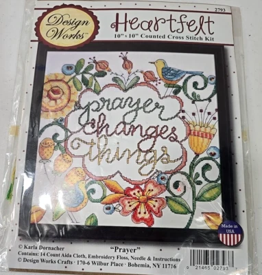 Kit de ponto cruz contado DESIGN WORKS HEARTFELT ORAÇÃO MUDA COISAS 10" x 10" - Imagem 1 de 4