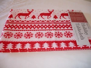 New Fabric Holiday Christmas Tablecloth Kitchen Dining Table Cloth 52" x 70" Ob. - Picture 1 of 8