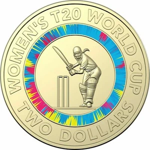 Circulated Australian Two Dollar $2 coin🎁2020🎁WOMENS T20 WORLD CUP CRICKET - Imagen 1 de 2