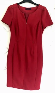 M&S Collection Ladies Petite Shift Dress UK 8 Chilli Red Front Zip Short Sleeve - Picture 1 of 8