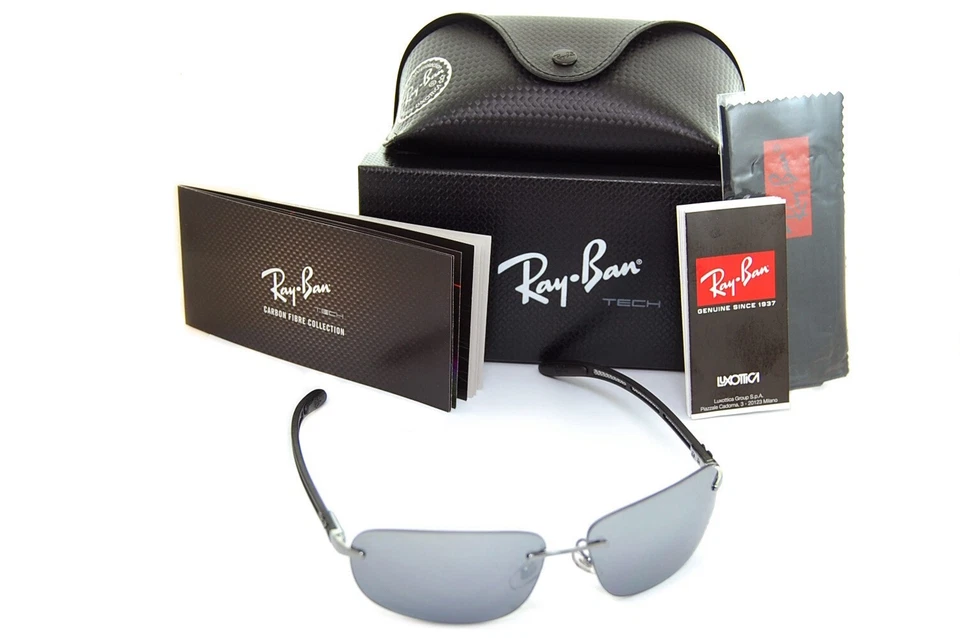 Ray-Ban Tech Fibra di Carbonio Polarizzati Rb8303 004/82 Uomo Sole Fucile Nero - Immagine 1 di 4