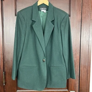 Giacca vintage Sag Harbor donna 16 verde lana strutturata ragazzo blazer retrò - Foto 1 di 18