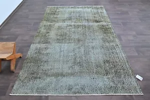 Oushak Turkish Vintage Rug 5x8 Kilim Rug Anatolian Handmade Boho Decor BLUE - Picture 1 of 10
