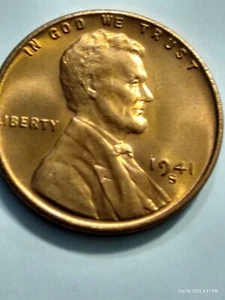 1941 "UNC.-S/S "Large S" 1C "Doubling On The Obverse RD Lincoln Cent. - Picture 1 of 11