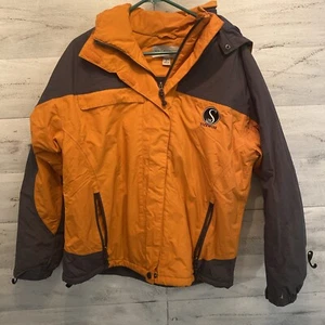 Women’sPort Authority Hooded Winter Jacket Lg Orange/Grey Waterproof - Picture 1 of 6