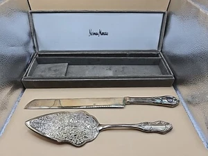 NEIMAN MARCUS-Vintage Silver Spatula&Knife Set-Orig Case-Godinger Silver Art Co. - Picture 1 of 8