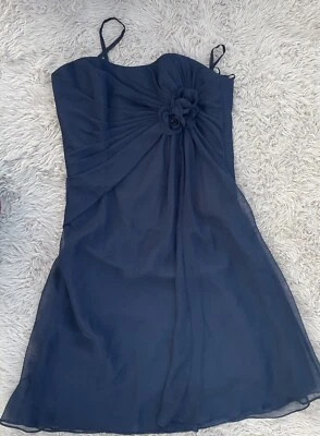 Vestido de novia/promoción Impression para mujer talla 12 azul marino manga corta con tiras Foto 1 de 4