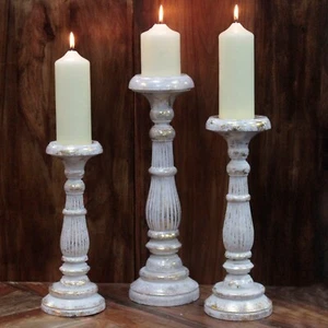 Vintage candle stand- White/Gold - Picture 1 of 8