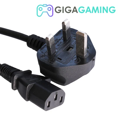 IEC Kettle Lead Power Cable 3 Pin UK Plug For PC Monitor TV - Image 1 of 2